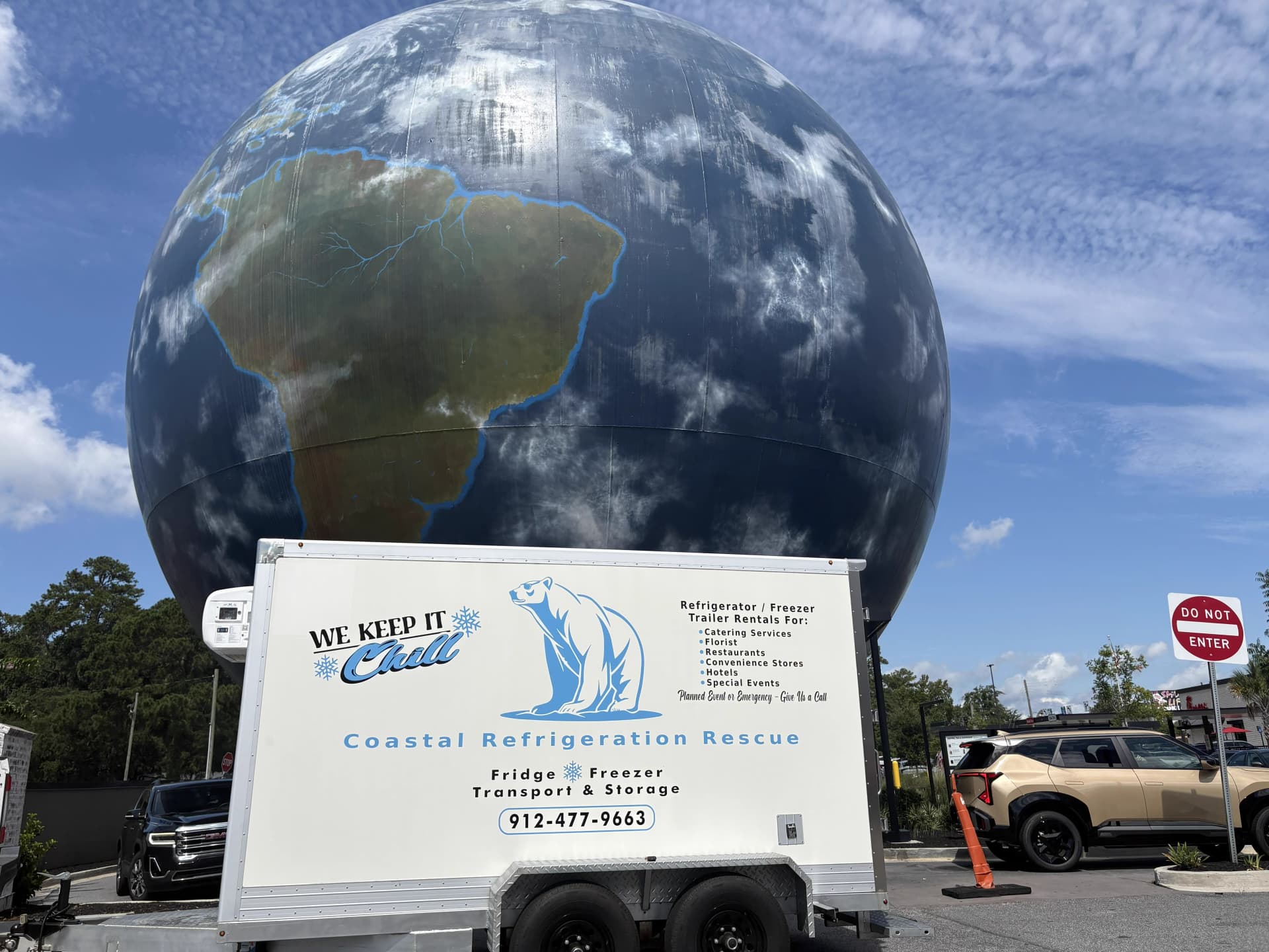 Emergency refrigerated trailer rental - Coastal Refrigeration Rescue Coastal Refrigeration Rescue mobile refrigerated transport trailer with 'We Keep It Chill' branding and polar bear logo